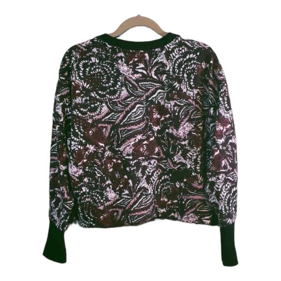 Joie Caleigh Burgundy Floral Drop Shoulder Cropped Pullover Thumbholes Women's M - Picture 5 of 7